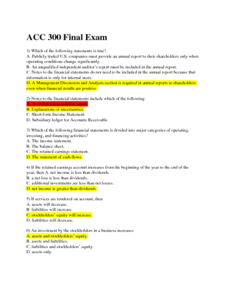 ACC 300 Final Exam