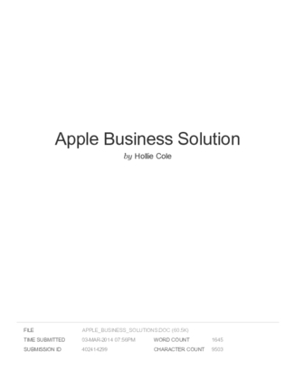 Apple Business Solution Plagiarism Report