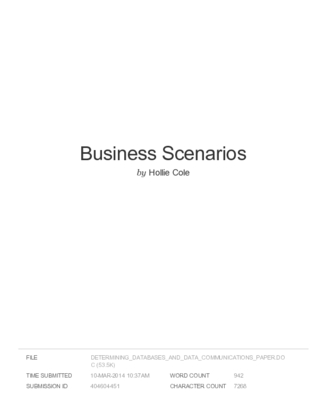 Business Scenarios Plaigarism Report