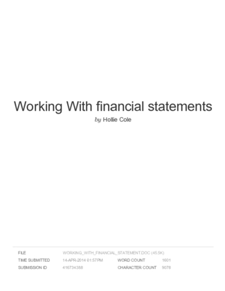 Working With financial statements PC