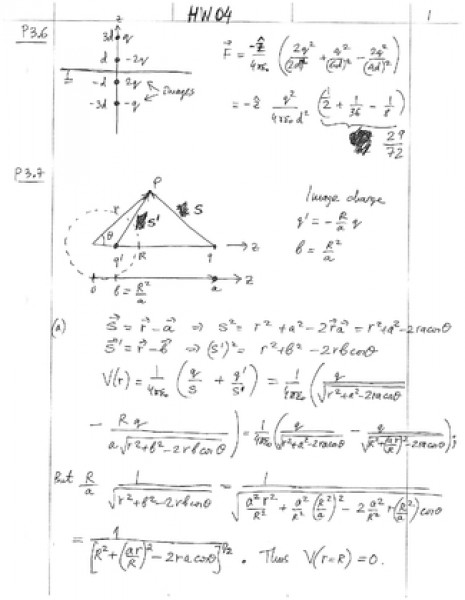 Intro to Electrodynamics Griffiths Solutions 3.6, 3.7, 3.27, 3.28, 3.34
