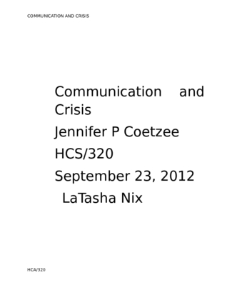 Communication and Crisis Paper