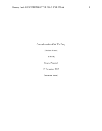 12 Conceptions of the Cold War Essay (100% Original and Fresh Work APA...