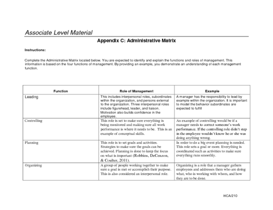 4 HCA 210 appendix C version 7 Administrative Matrix