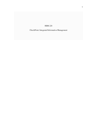 9 HSM 220 Week 5 CheckPoint Integrated Information Management