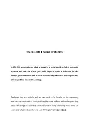 ABS 417 Week 3 DQ 1 Social Problems