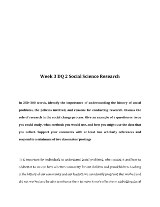 ABS 417 Week 3 DQ 2 Social Science Research