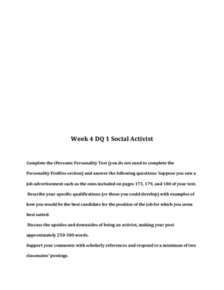 ABS 417 Week 4 DQ 1 Social Activist