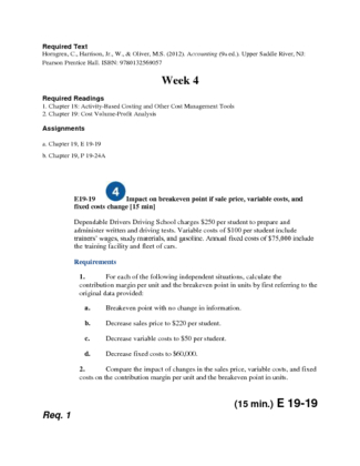 ACC 206 Week 4 Assignment Problem E 19 19, P 19 24A