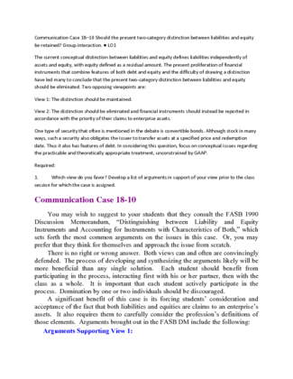 ACC 306 Week 4 Communication Case 18 10