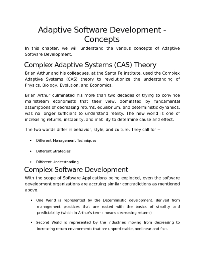 Adaptive Software Development   Concepts