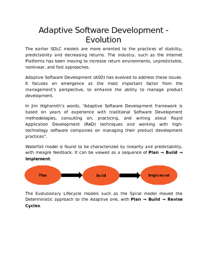 Adaptive Software Development   Evolution