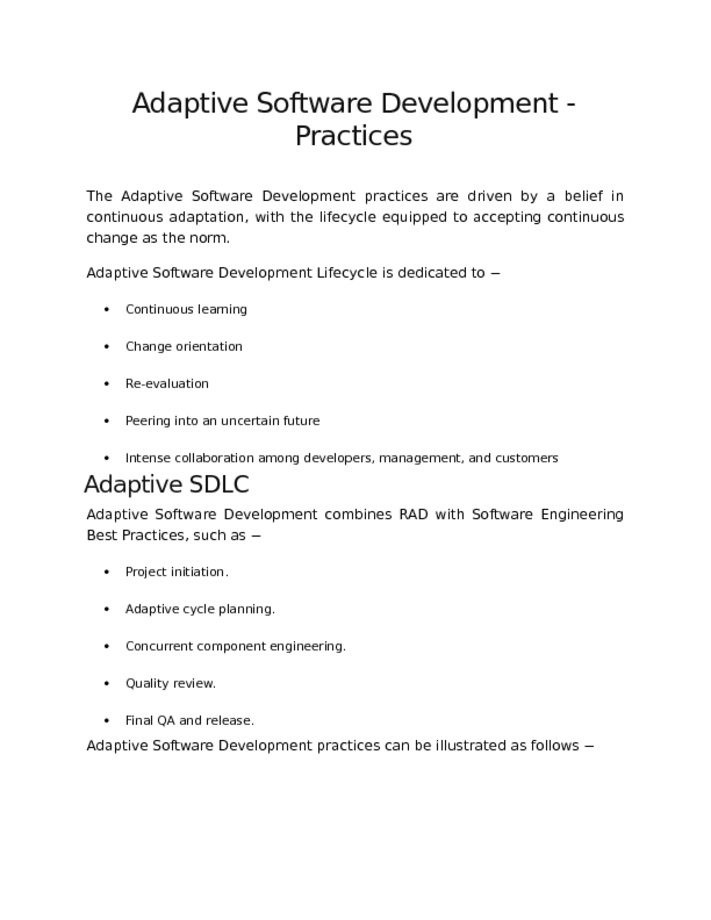 Adaptive Software Development   Practices
