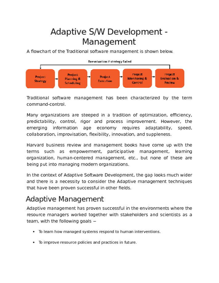 Adaptive SW Development   Management