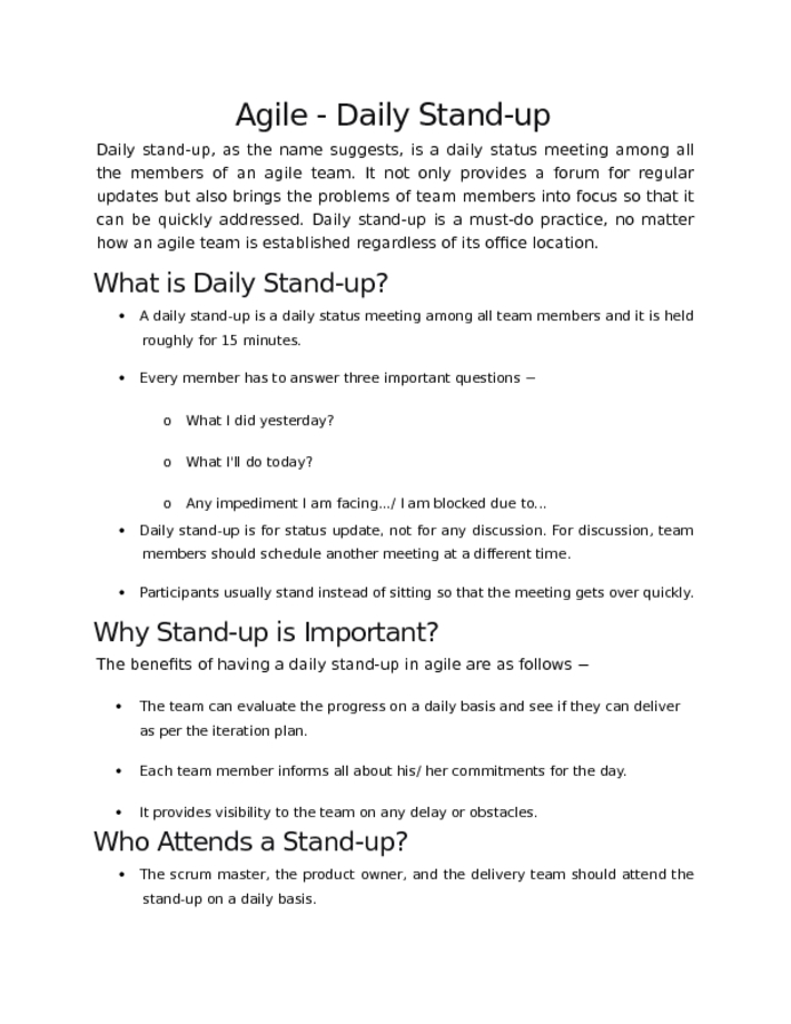 Agile   Daily Stand up