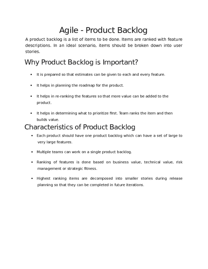 Agile   Product Backlog