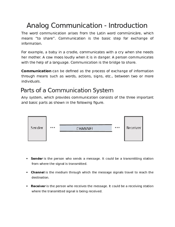 Analog Communication   Introduction