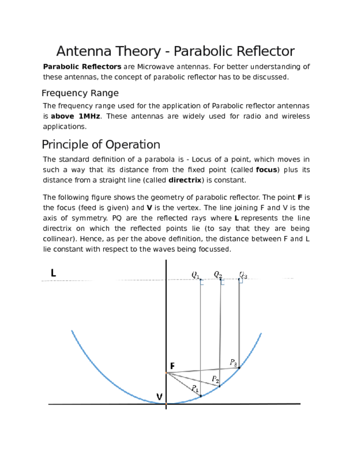 Antenna Theory   Parabolic Reflector