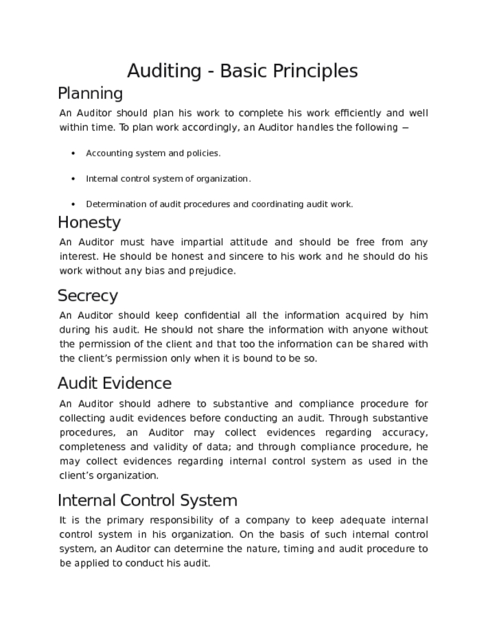 Auditing   Basic Principles