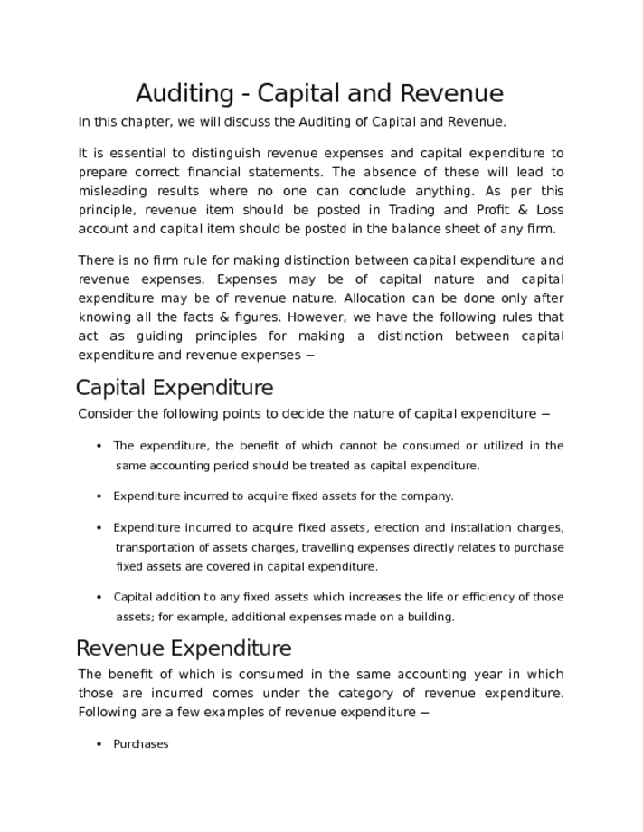 Auditing   Capital and Revenue