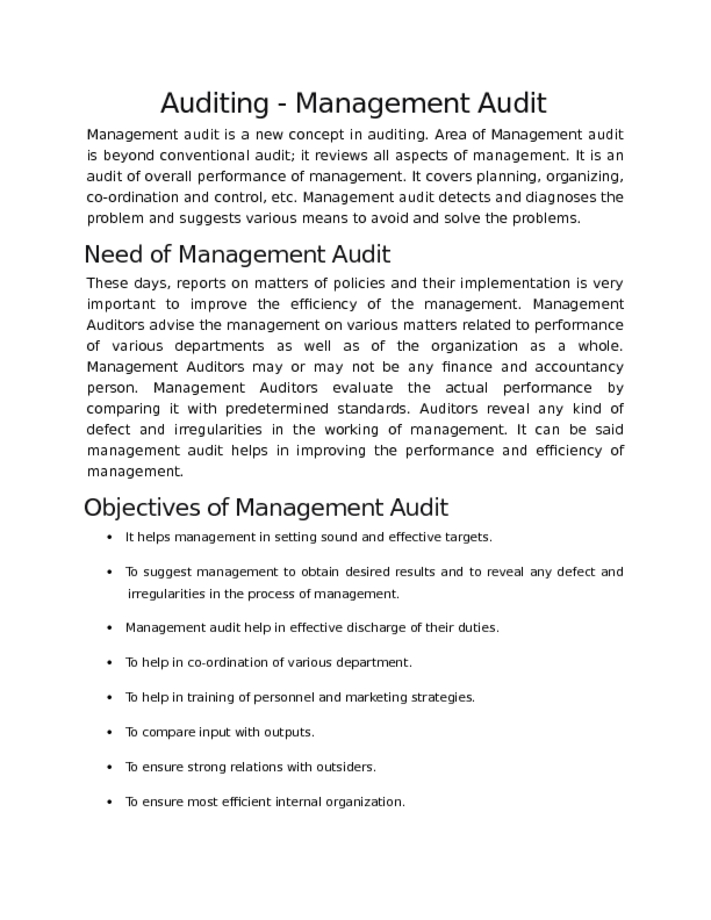 Auditing   Management Audit