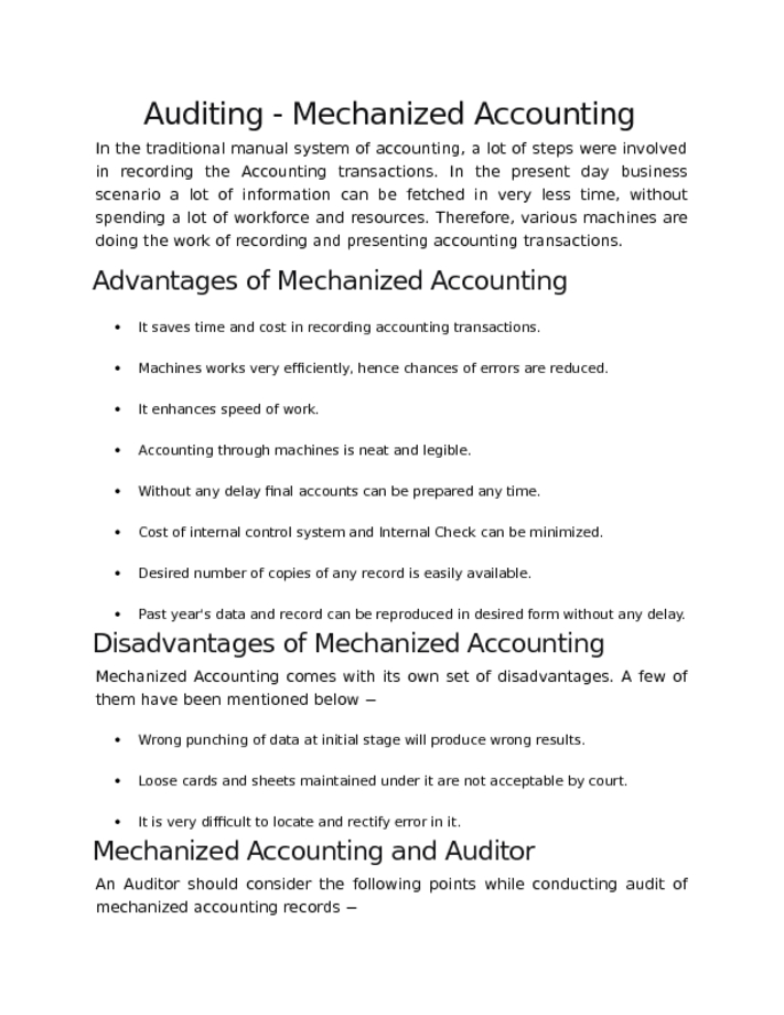 Auditing   Mechanized Accounting