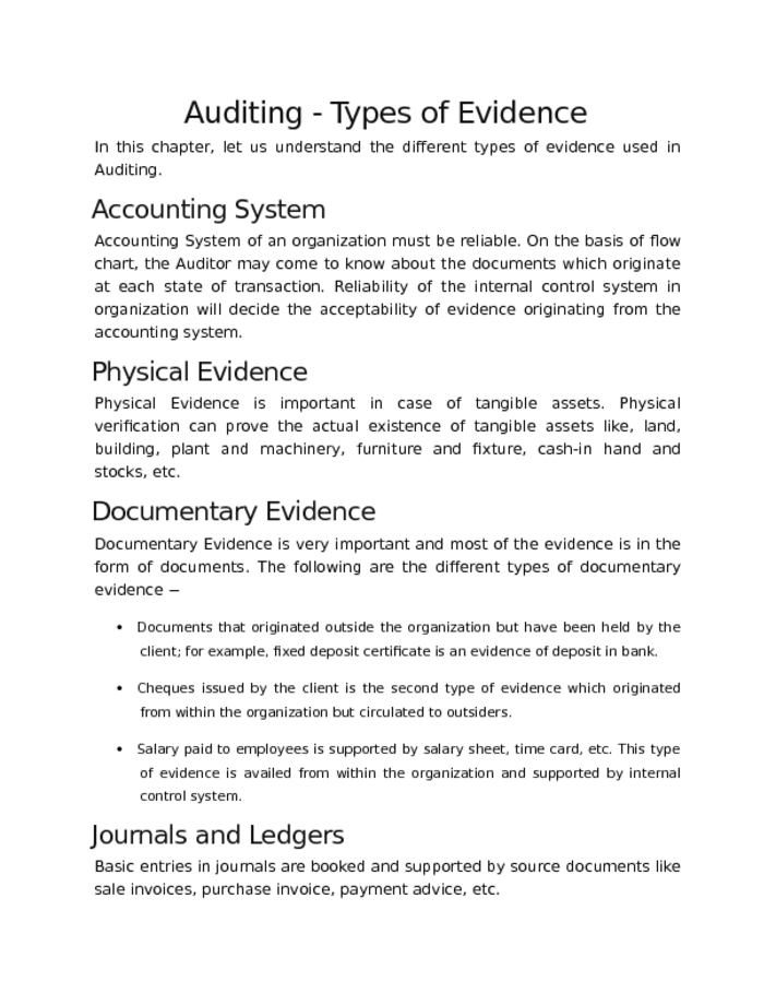 Auditing   Types of Evidence