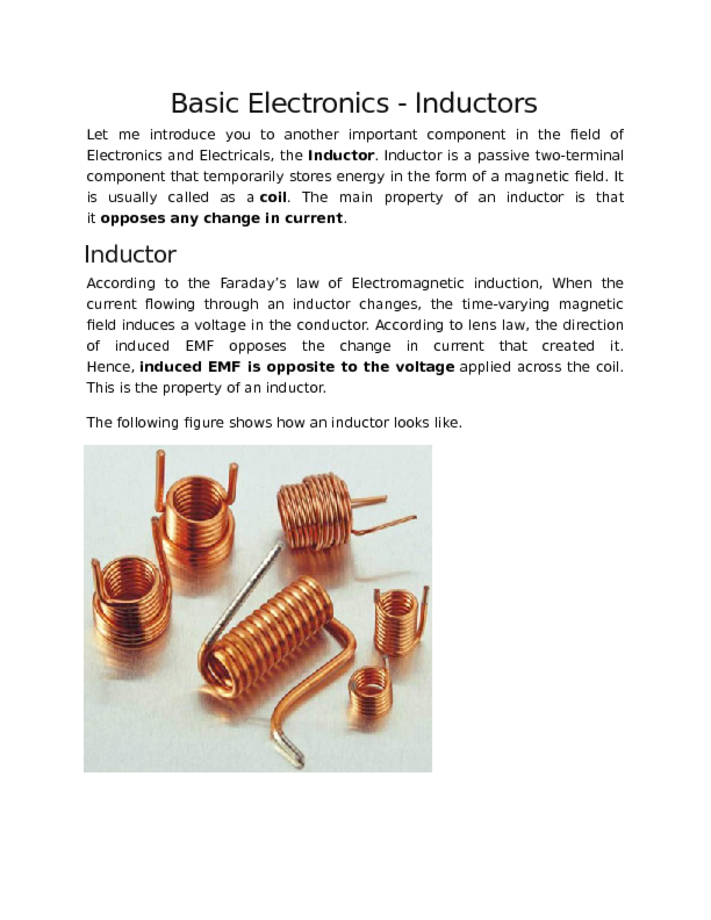 Basic Electronics   Inductors