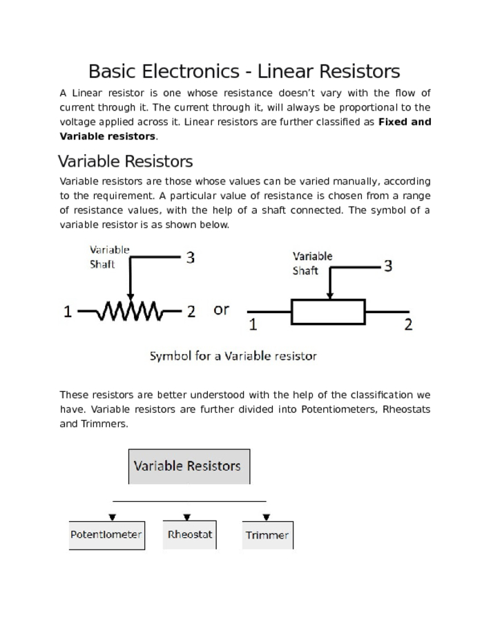 Basic Electronics   Linear Resistors