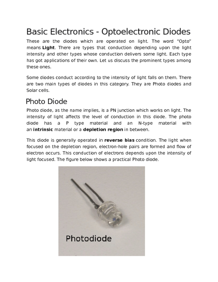 Basic Electronics   Optoelectronic Diodes