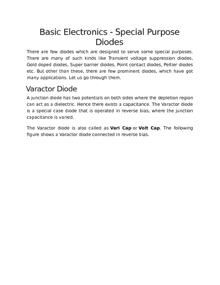 Basic Electronics   Special Purpose Diodes