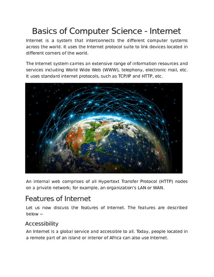 Basics of Computer Science   Internet