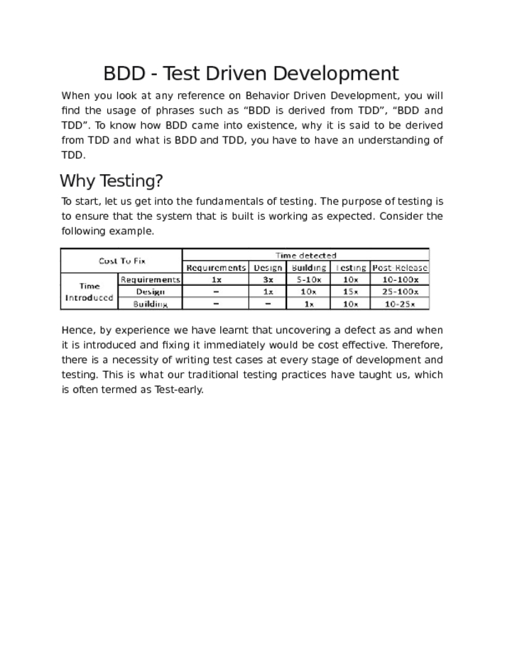 BDD   Test Driven Development