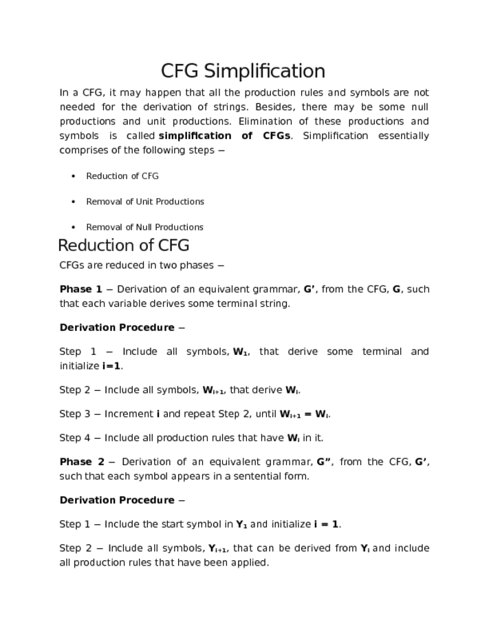CFG Simplification