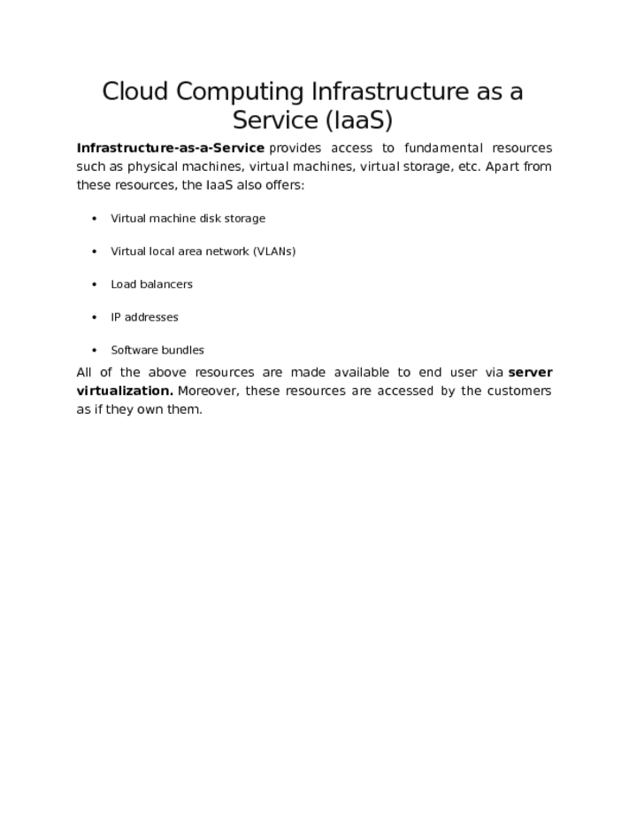 Cloud Computing Infrastructure as a Service (IaaS)