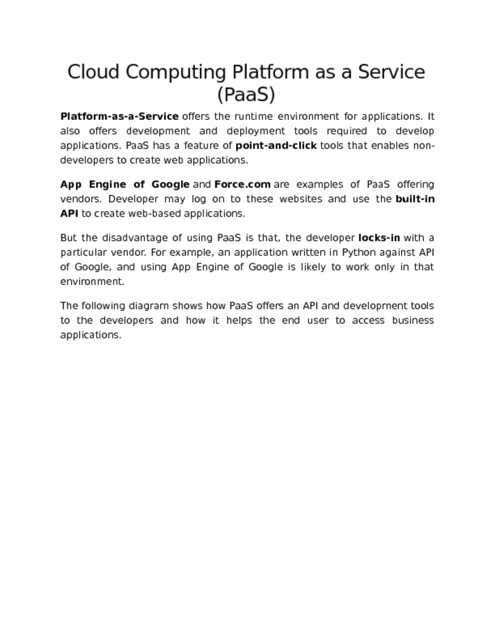 Cloud Computing Platform as a Service (PaaS)