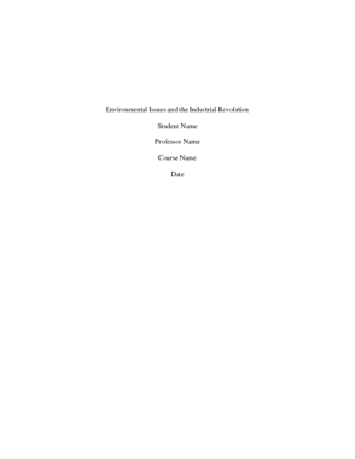 Environmental Issues and the Industrial Revolution