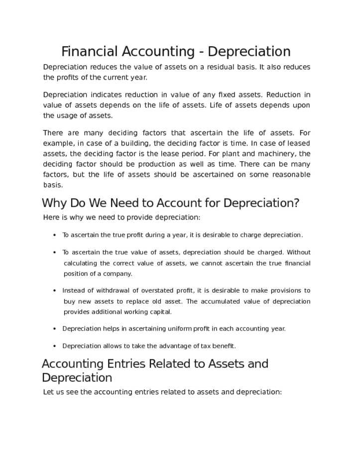 Financial Accounting   Depreciation