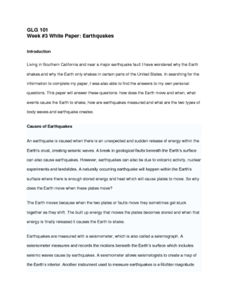 GLG 101 Week 3 Paper on Earthquakes