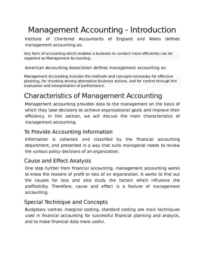 Management Accounting   Introduction