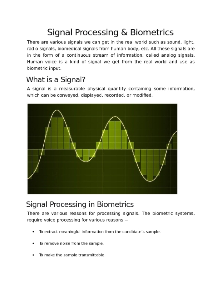 Signal Processing & Biometrics