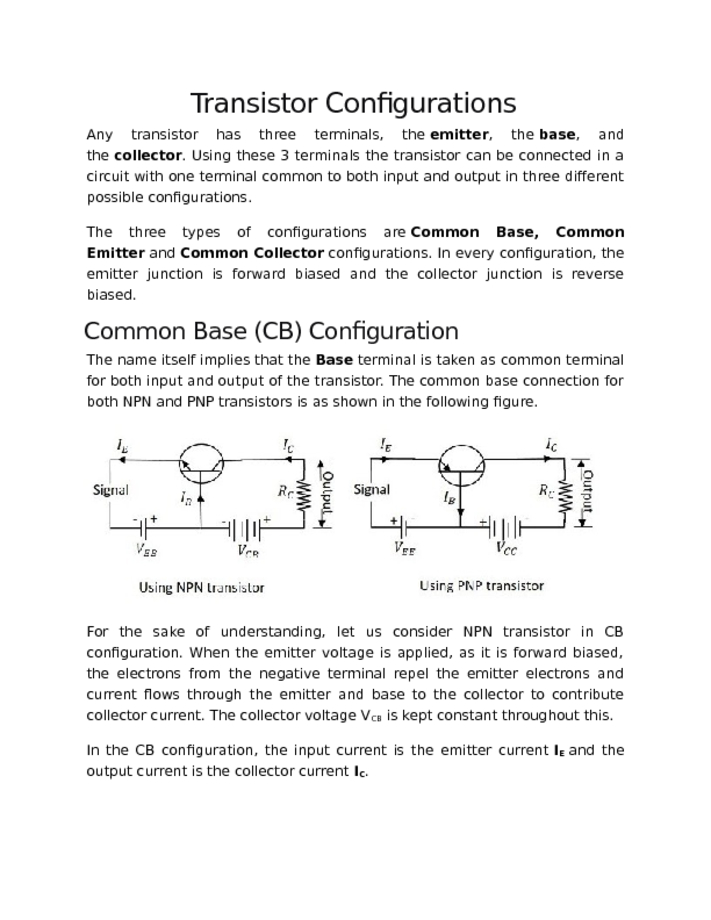 Transistor Configurations