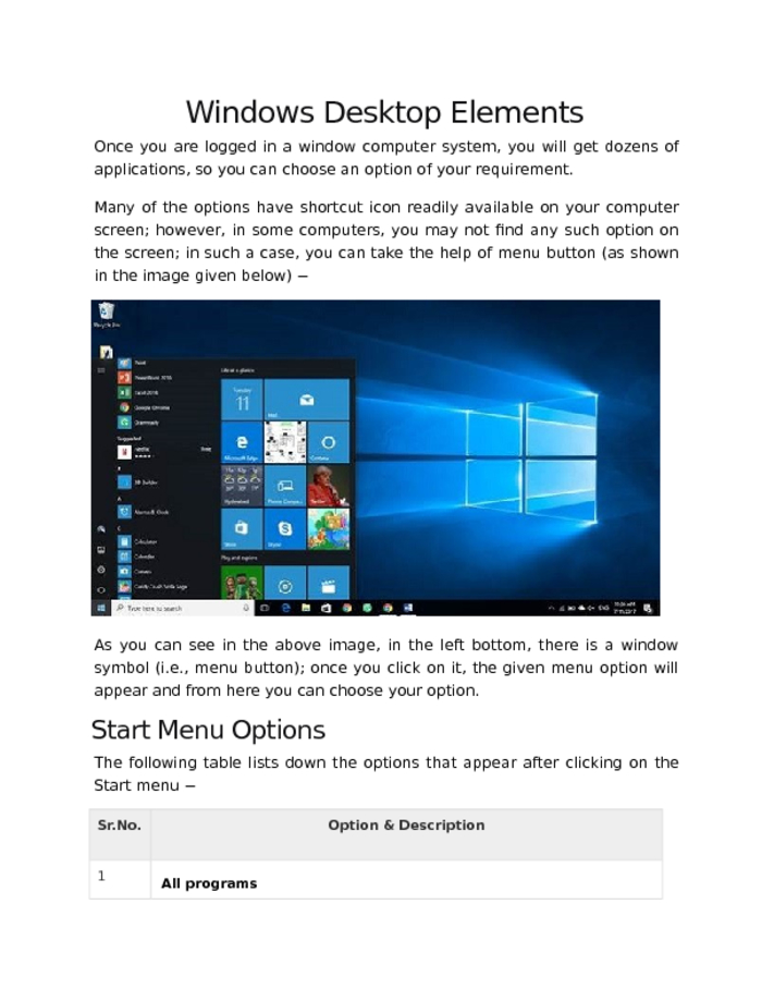 Windows Desktop Elements