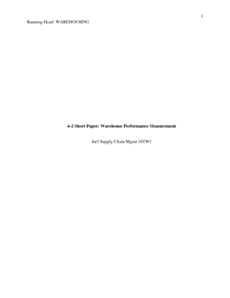 6-2 Short Paper: Warehouse Performance Measurement 