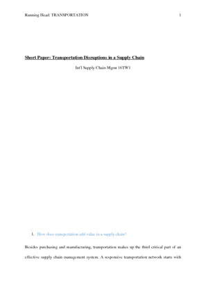7-3 Short Paper: Transportation Disruptions in a Supply Chain 