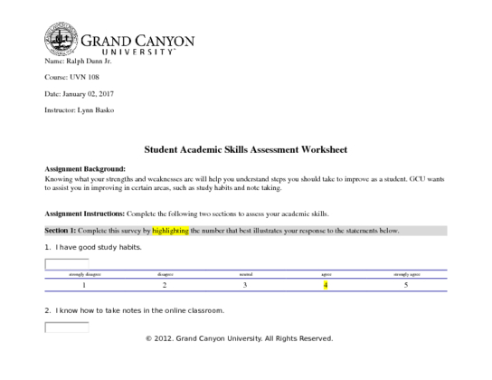  UNV108 T3 Student Skills Assessment Worksheet final