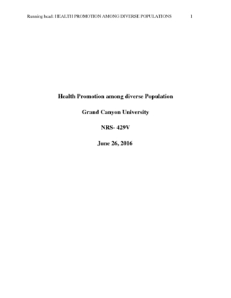 Health Promotion Among Diverse Population