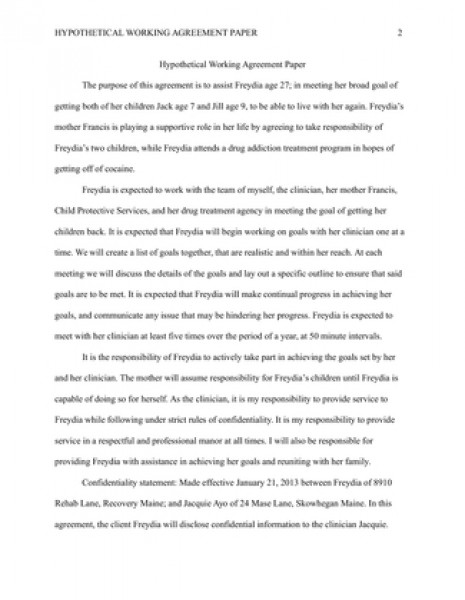 BSHS 322 Hypothetical Working Agreement Paper
