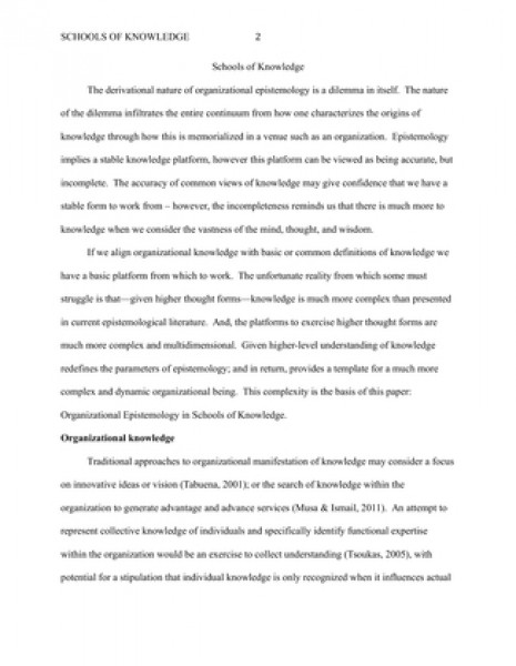 Organizational Epistemology Paper University of Phoenix