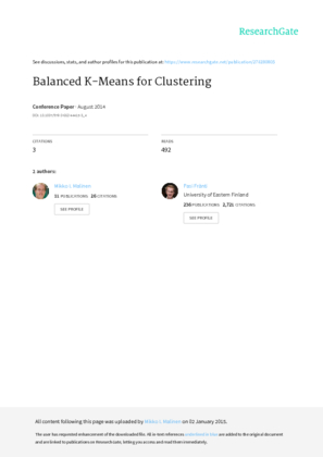 Balanced K Means for Clustering